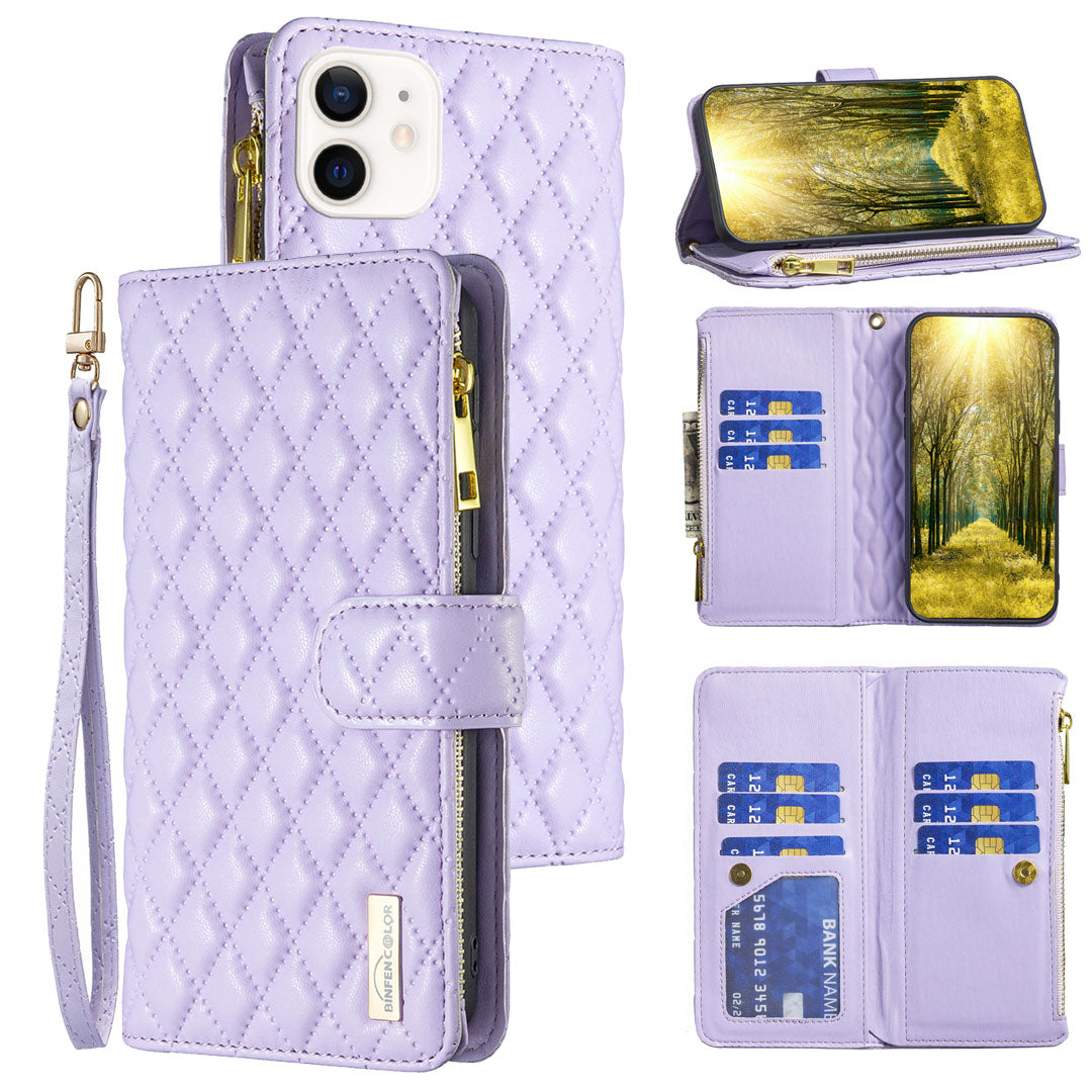 New Zip Wallet Leather Phone Case with Lanyard for iPhone
