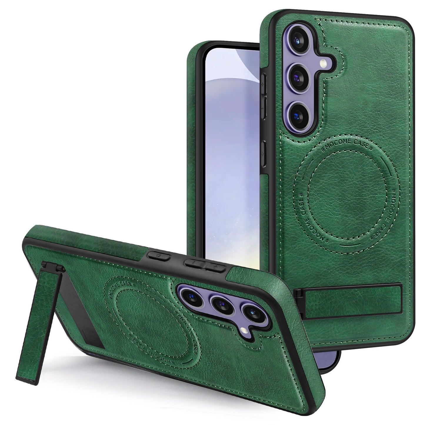 New Hidden Stand Magnetic Wireless Charging Leather Phone Case for Samsung