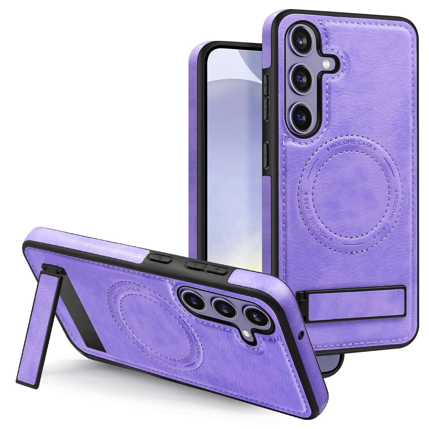 New Hidden Stand Magnetic Wireless Charging Leather Phone Case for Samsung
