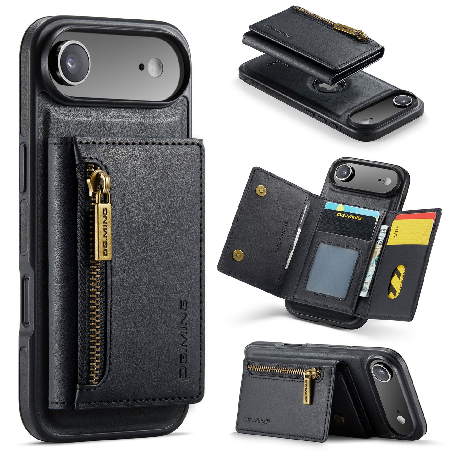 New 2-IN-1 RFID Blocking Zipper Wallet Card Holder Leather Phone Case for iPhone Air/17/17 Pro/17 Pro Max
