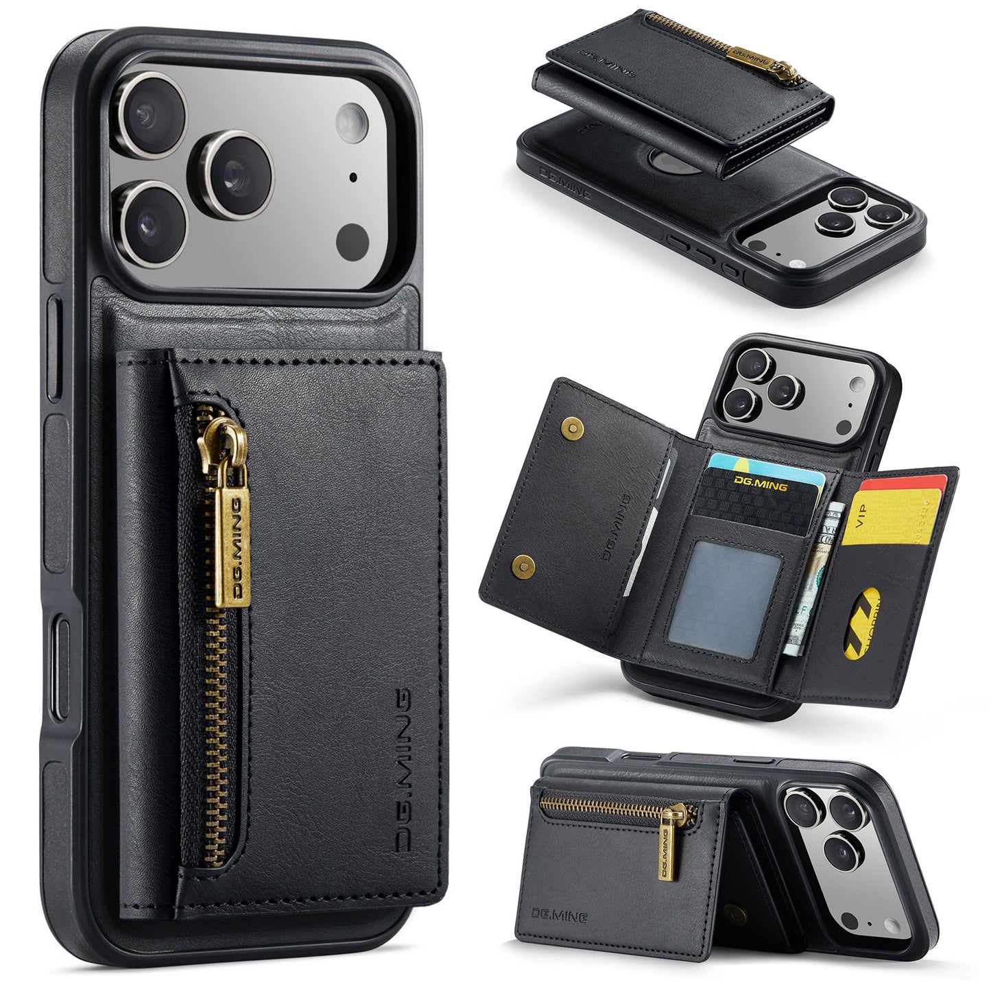 New 2-IN-1 RFID Blocking Zipper Wallet Card Holder Leather Phone Case for iPhone Air/17/17 Pro/17 Pro Max