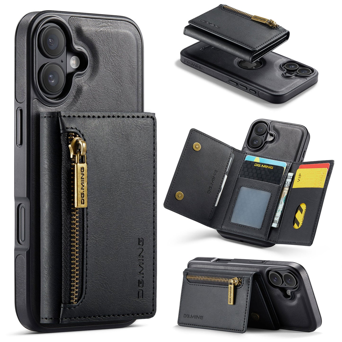 New 2-IN-1 RFID Blocking Zipper Wallet Card Holder Leather Phone Case for iPhone Air/17/17 Pro/17 Pro Max