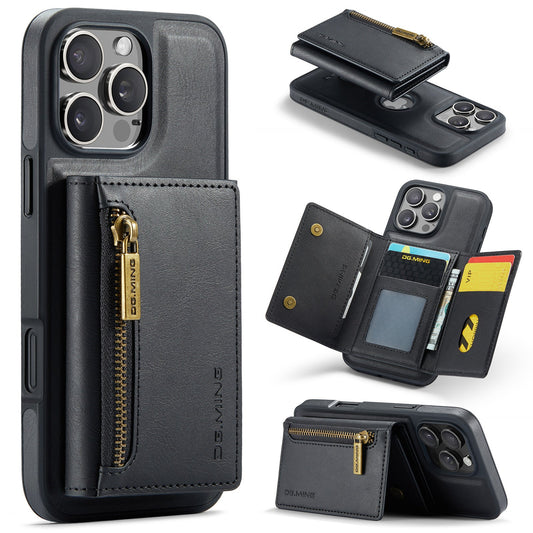 New 2-IN-1 RFID Blocking Zipper Wallet Card Holder Leather Phone Case for iPhone