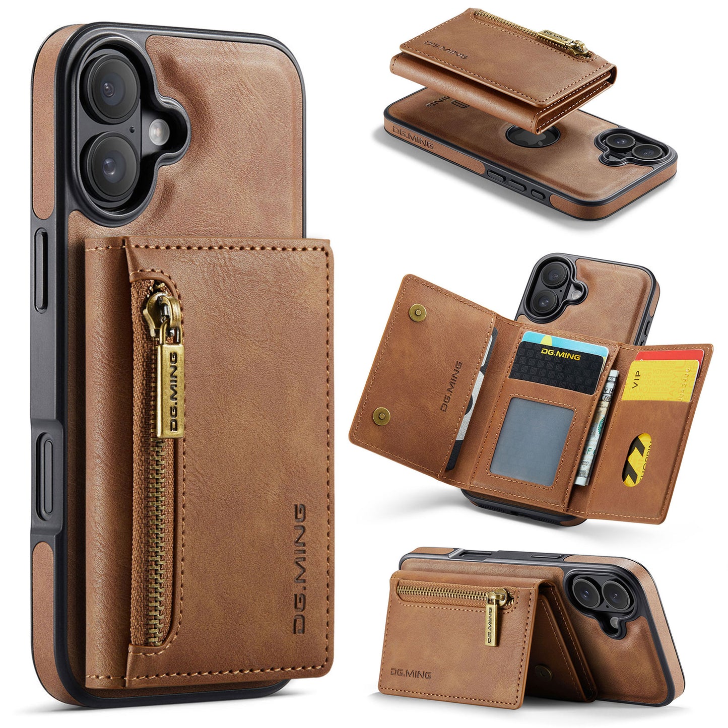 New 2-IN-1 RFID Blocking Zipper Wallet Card Holder Leather Phone Case for iPhone Air/17/17 Pro/17 Pro Max