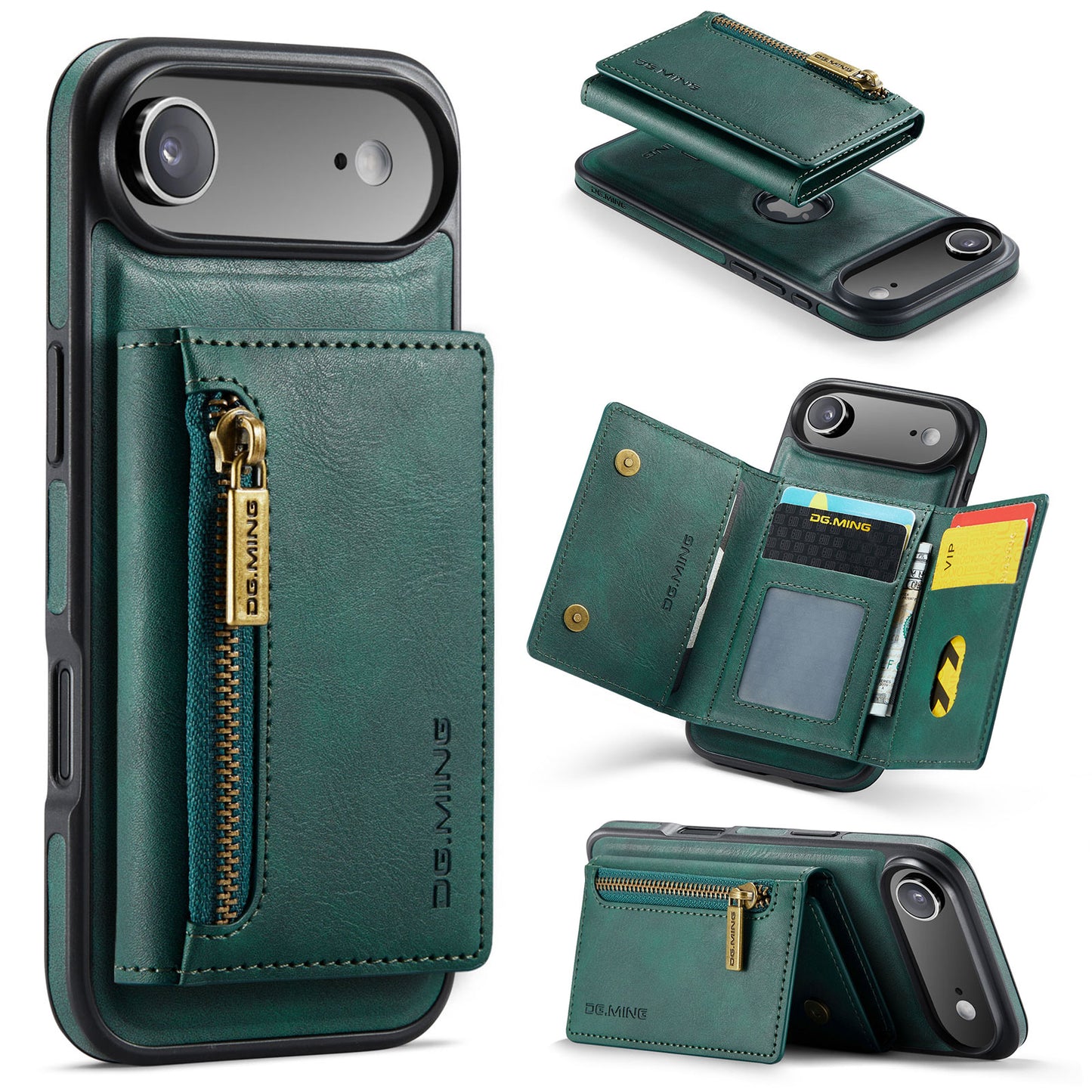 New 2-IN-1 RFID Blocking Zipper Wallet Card Holder Leather Phone Case for iPhone Air/17/17 Pro/17 Pro Max