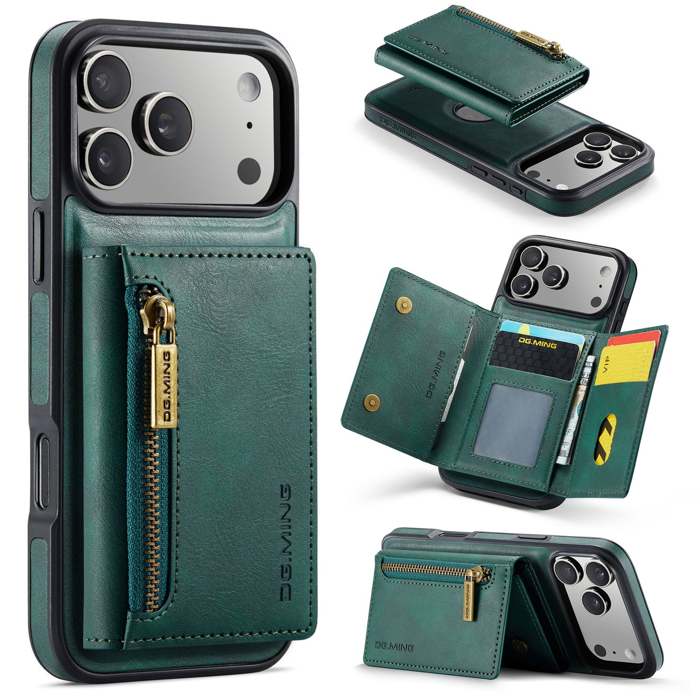 New 2-IN-1 RFID Blocking Zipper Wallet Card Holder Leather Phone Case for iPhone Air/17/17 Pro/17 Pro Max