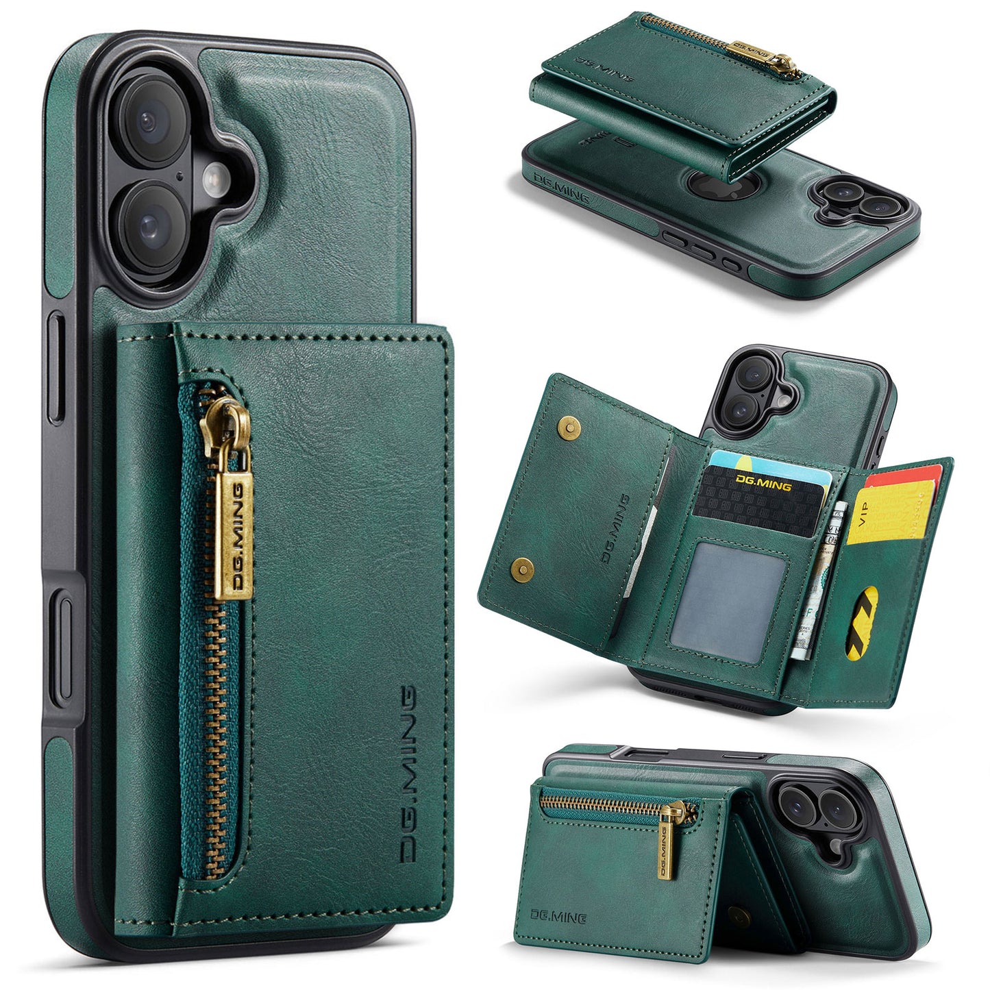 New 2-IN-1 RFID Blocking Zipper Wallet Card Holder Leather Phone Case for iPhone Air/17/17 Pro/17 Pro Max