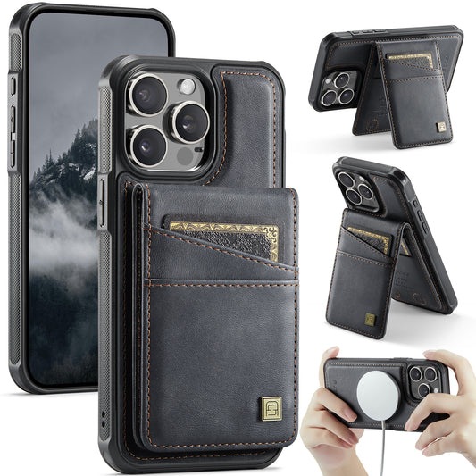 New RFID Blocking Card Holder Wireless Charging Leather Phone Case for iPhone