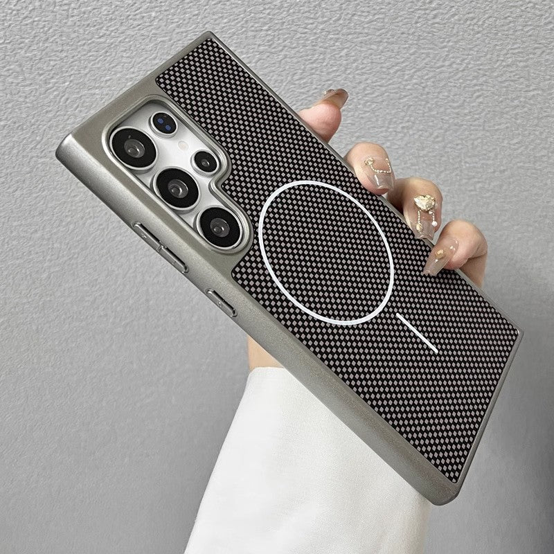 New Carbon Fiber Texture Matte Magnetic Phone Case for Samsung S25/S25+/S25 Ultra