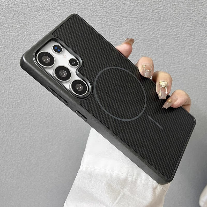 New Carbon Fiber Texture Matte Magnetic Phone Case for Samsung S25/S25+/S25 Ultra