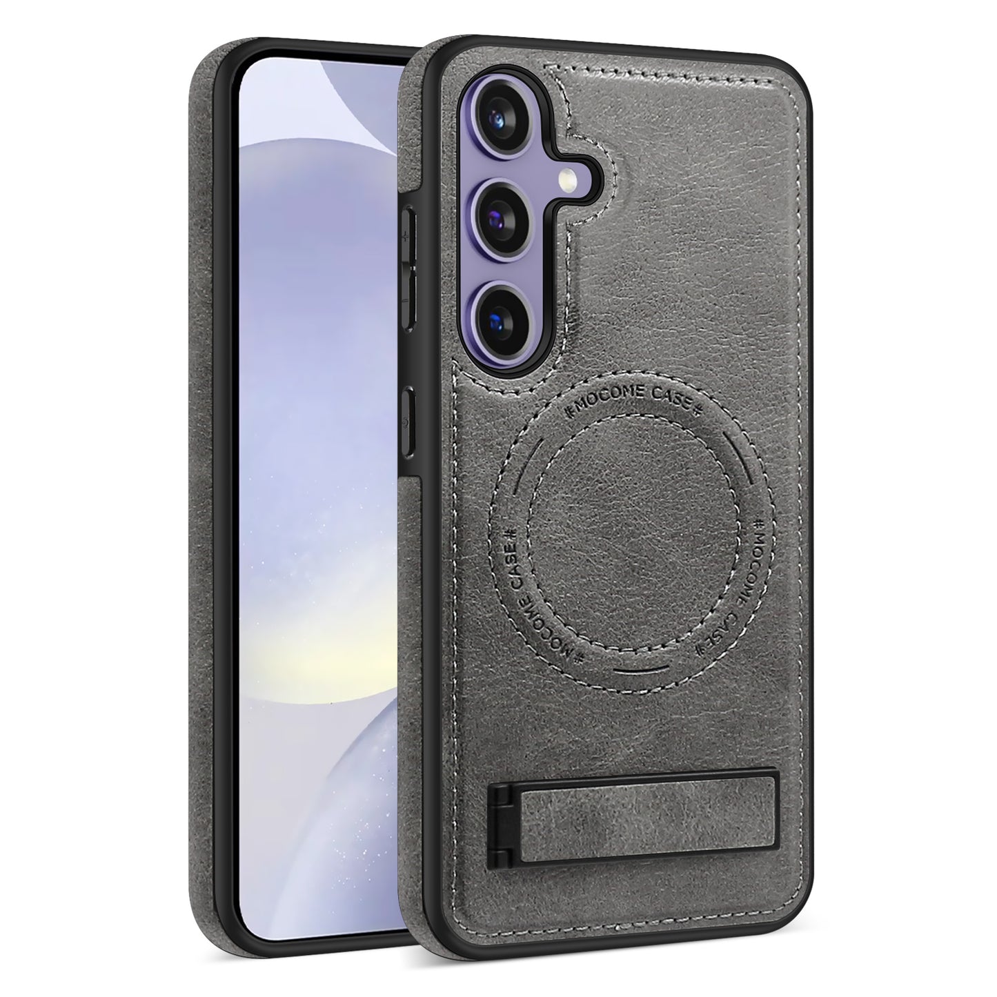 New Hidden Stand Magnetic Wireless Charging Leather Phone Case for Samsung