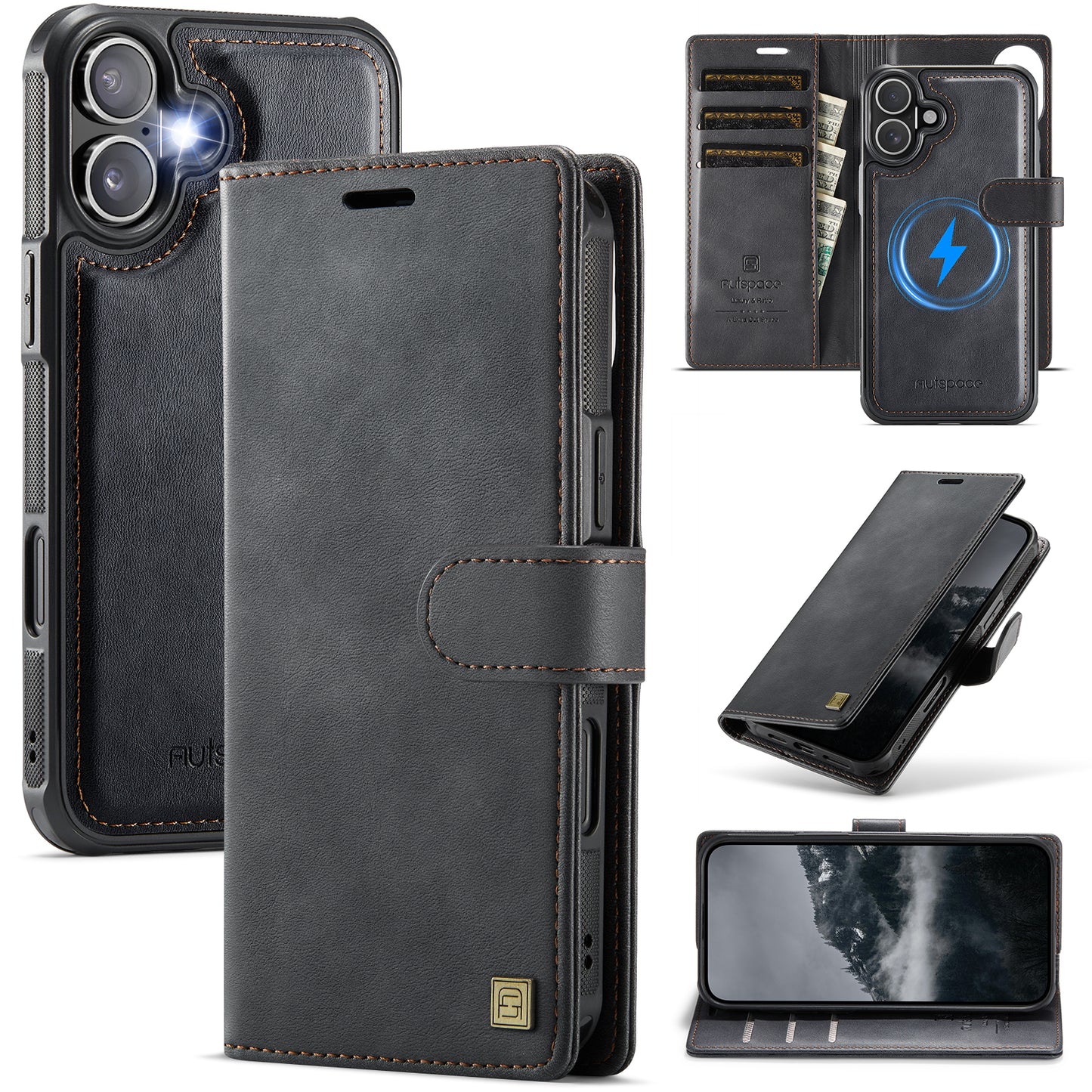 New 2-IN-1 RFID Blocking Wallet Card Holder Leather Phone Case for iPhone Air/17/17 Pro/17 Pro Max