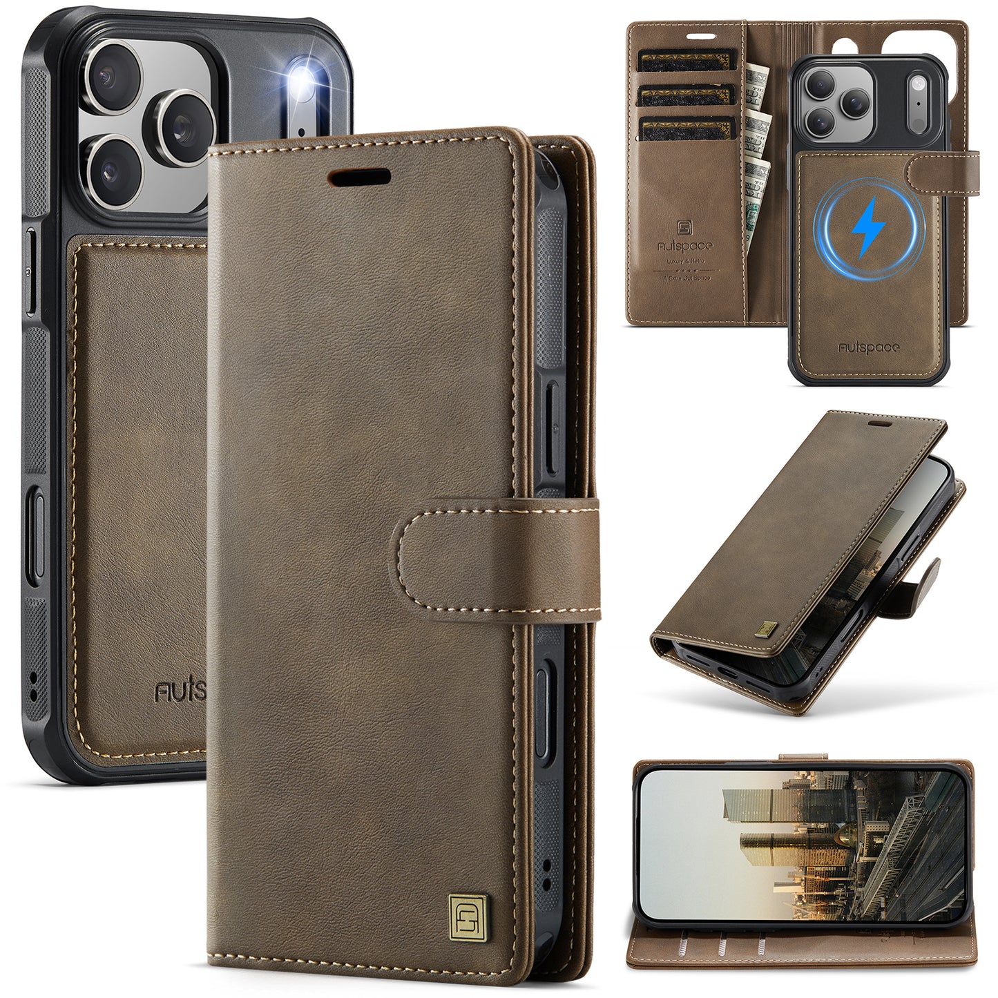 New 2-IN-1 RFID Blocking Wallet Card Holder Leather Phone Case for iPhone Air/17/17 Pro/17 Pro Max