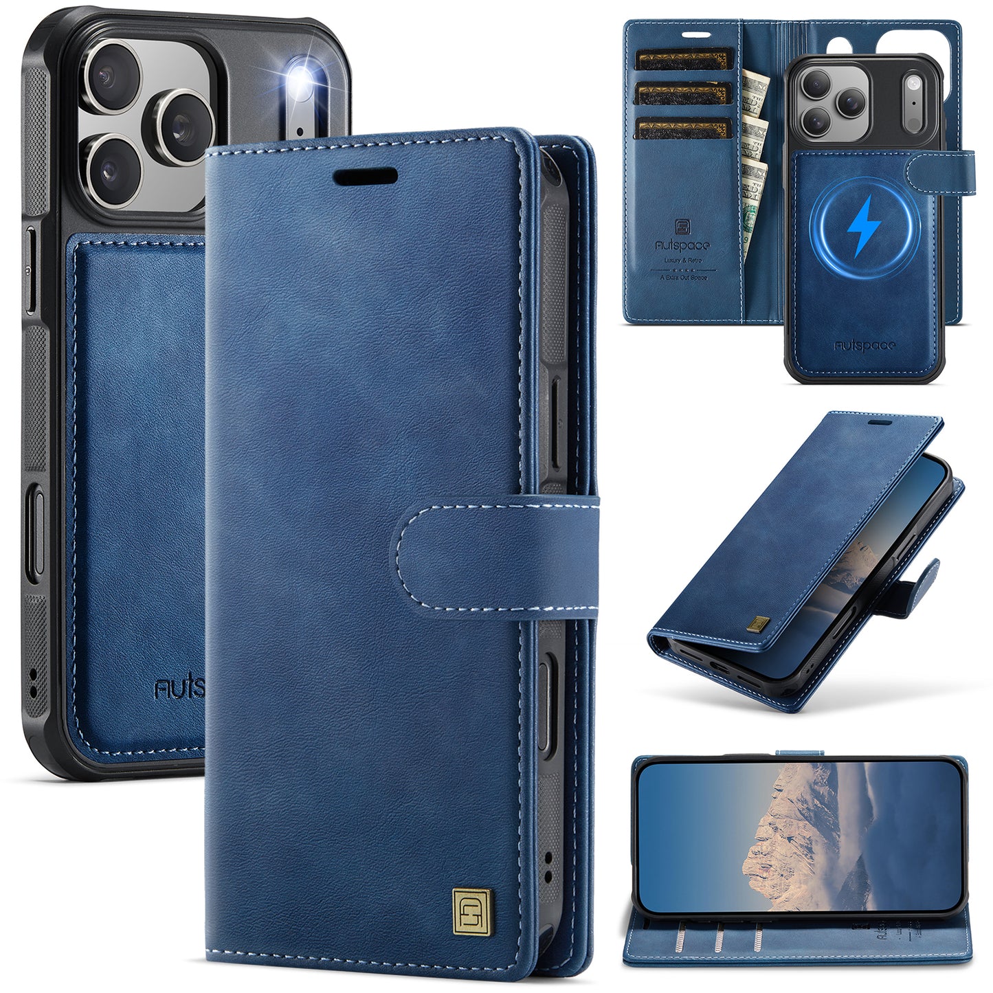 New 2-IN-1 RFID Blocking Wallet Card Holder Leather Phone Case for iPhone Air/17/17 Pro/17 Pro Max