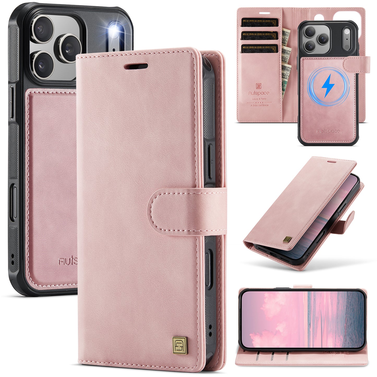 New 2-IN-1 RFID Blocking Wallet Card Holder Leather Phone Case for iPhone Air/17/17 Pro/17 Pro Max