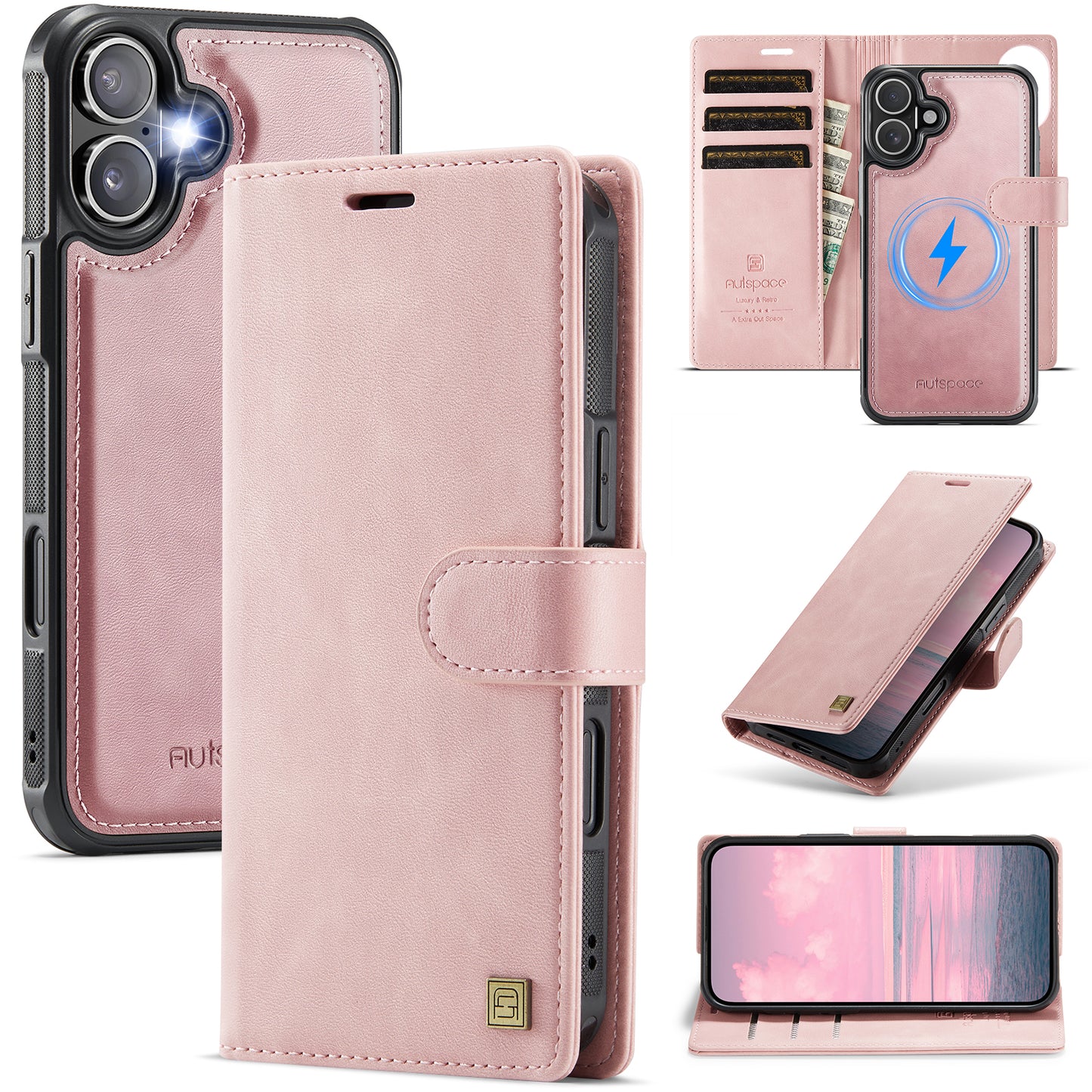 New 2-IN-1 RFID Blocking Wallet Card Holder Leather Phone Case for iPhone Air/17/17 Pro/17 Pro Max
