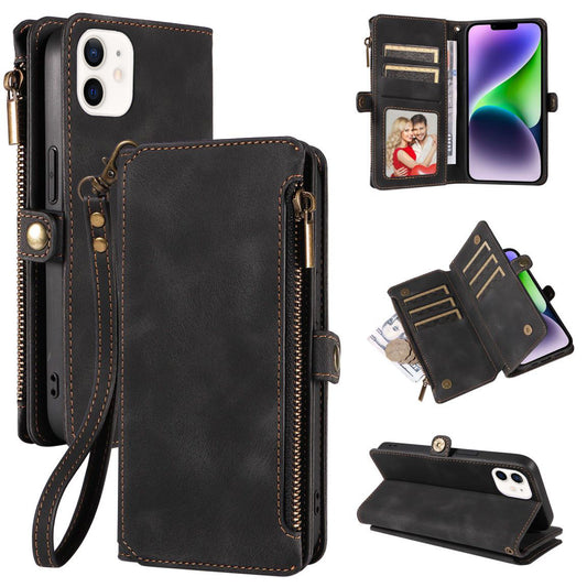 New RFID Blocking Zipper Wallet Leather Phone Case for iPhone