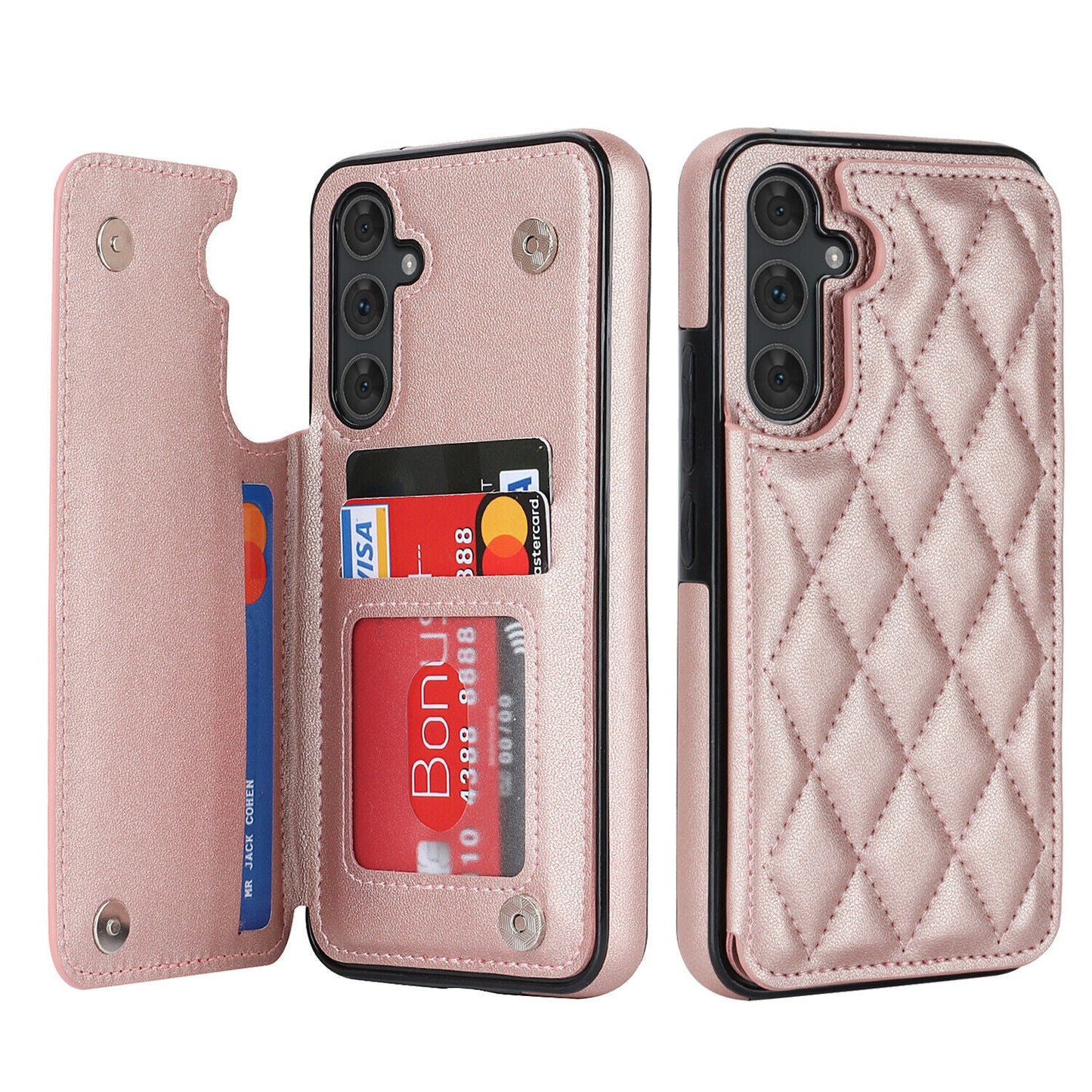 New RFID Blocking PU Leather Card Holder Phone Case for Samsung Galaxy A