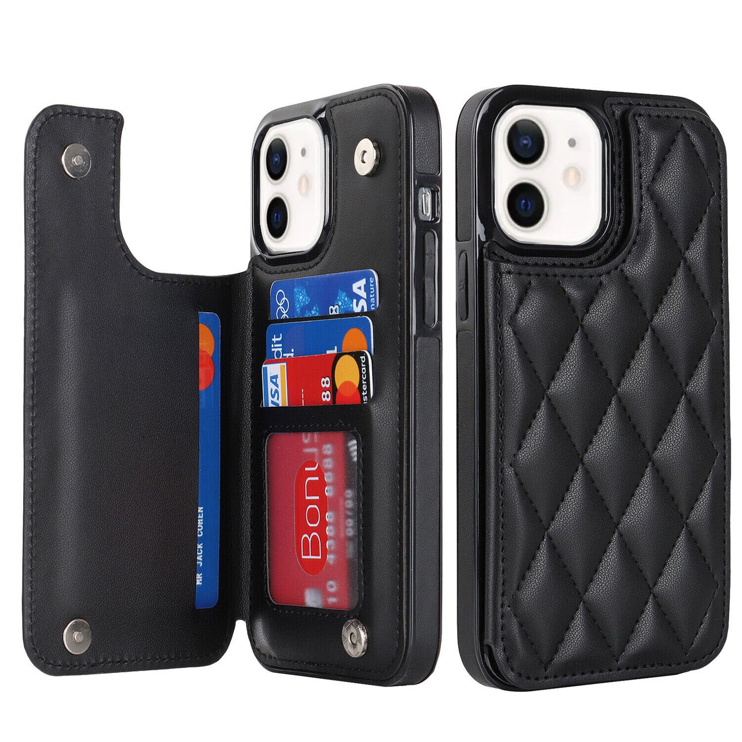 New RFID Blocking PU Leather Card Holder Phone Case for iPhone