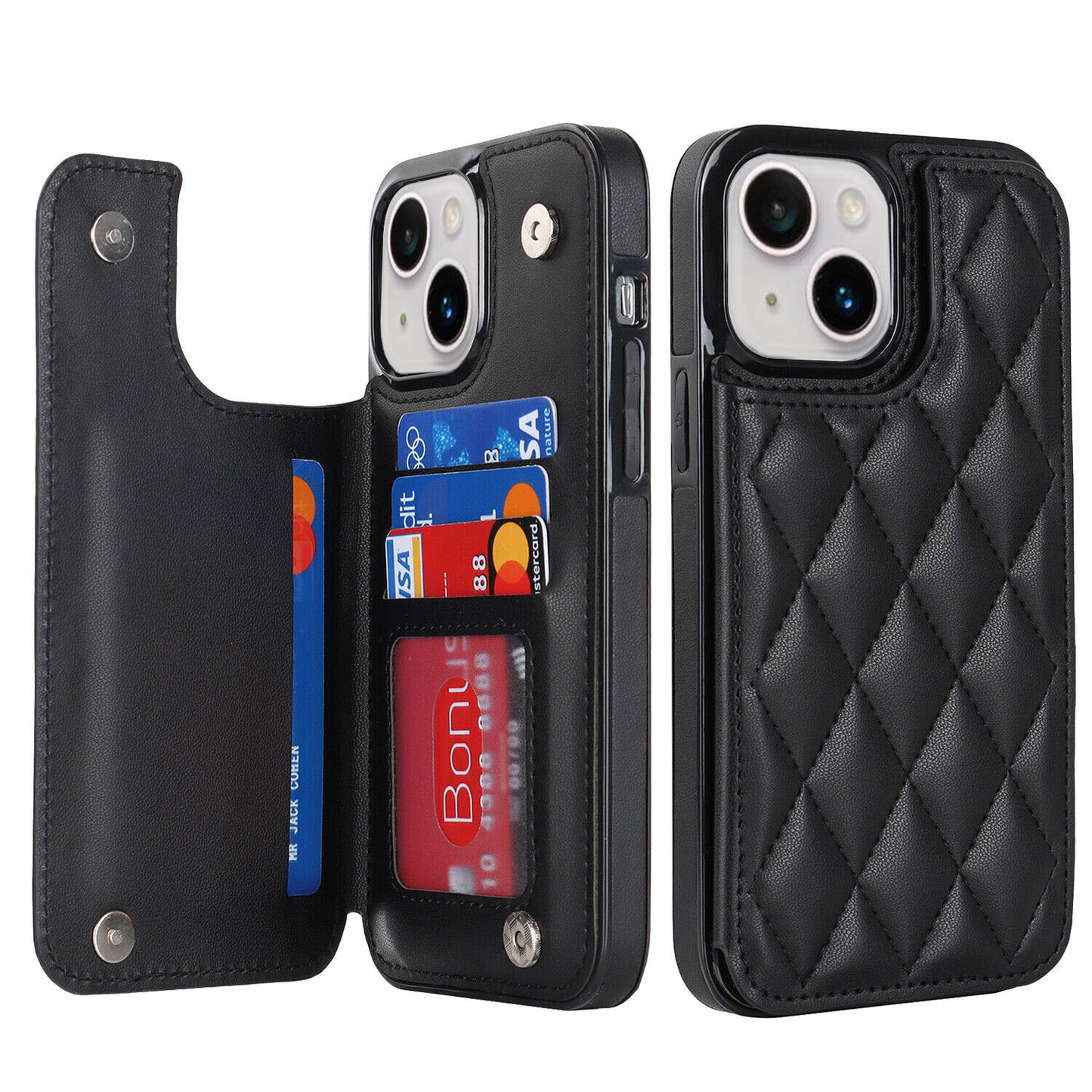 New RFID Blocking PU Leather Card Holder Phone Case for iPhone