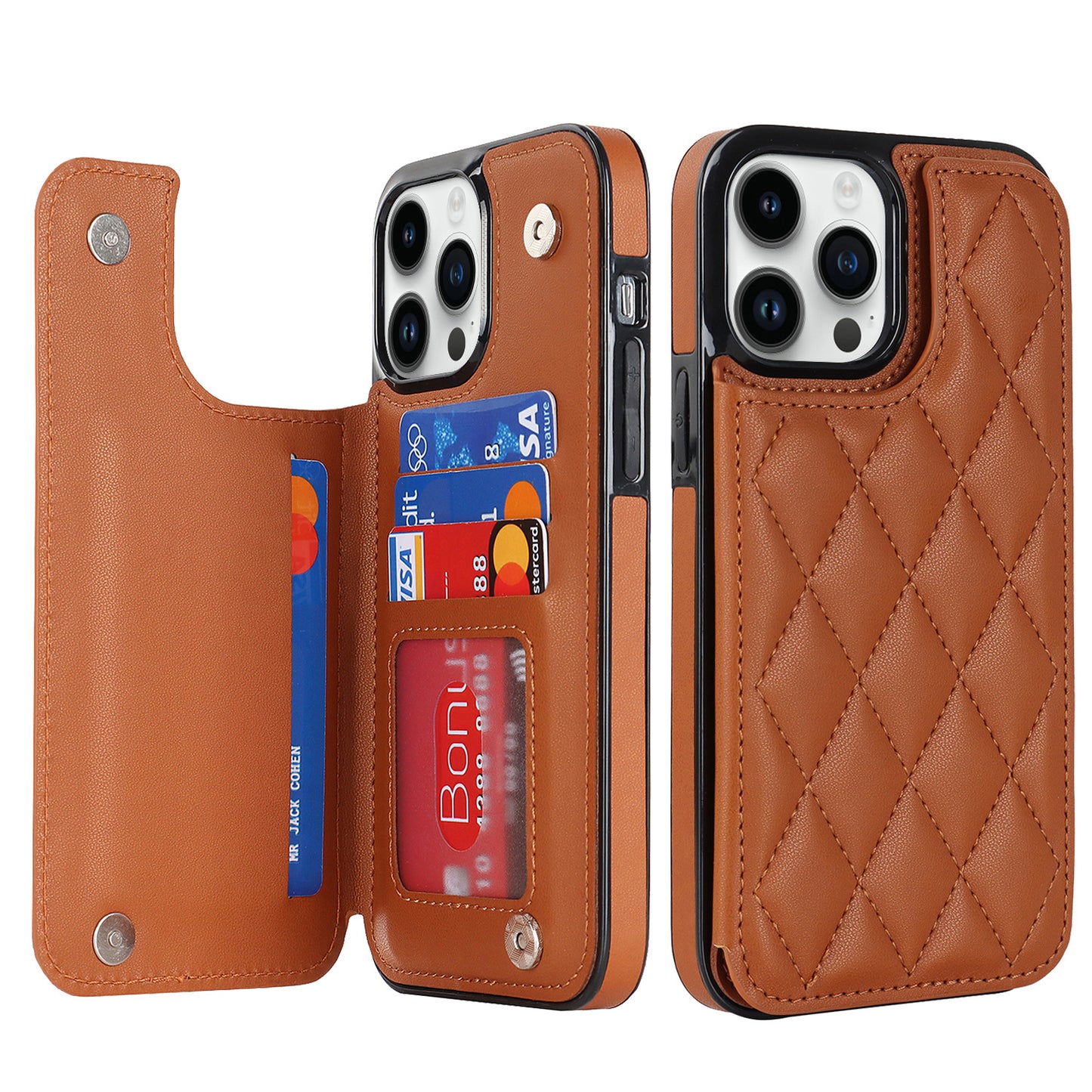New RFID Blocking PU Leather Card Holder Phone Case for iPhone