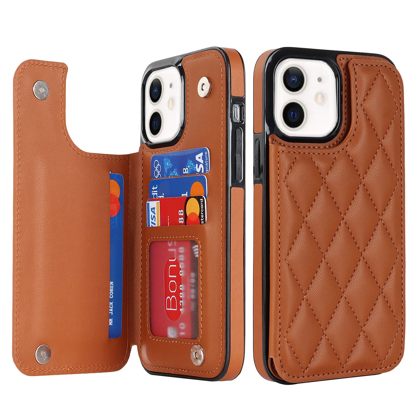 New RFID Blocking PU Leather Card Holder Phone Case for iPhone