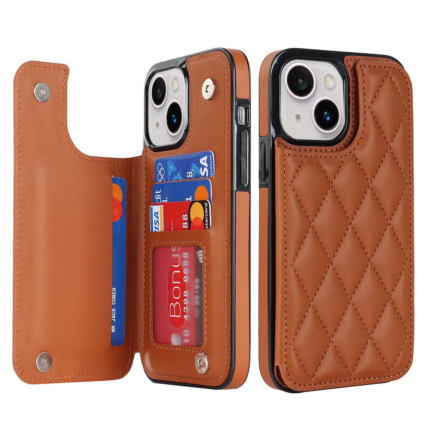 New RFID Blocking PU Leather Card Holder Phone Case for iPhone