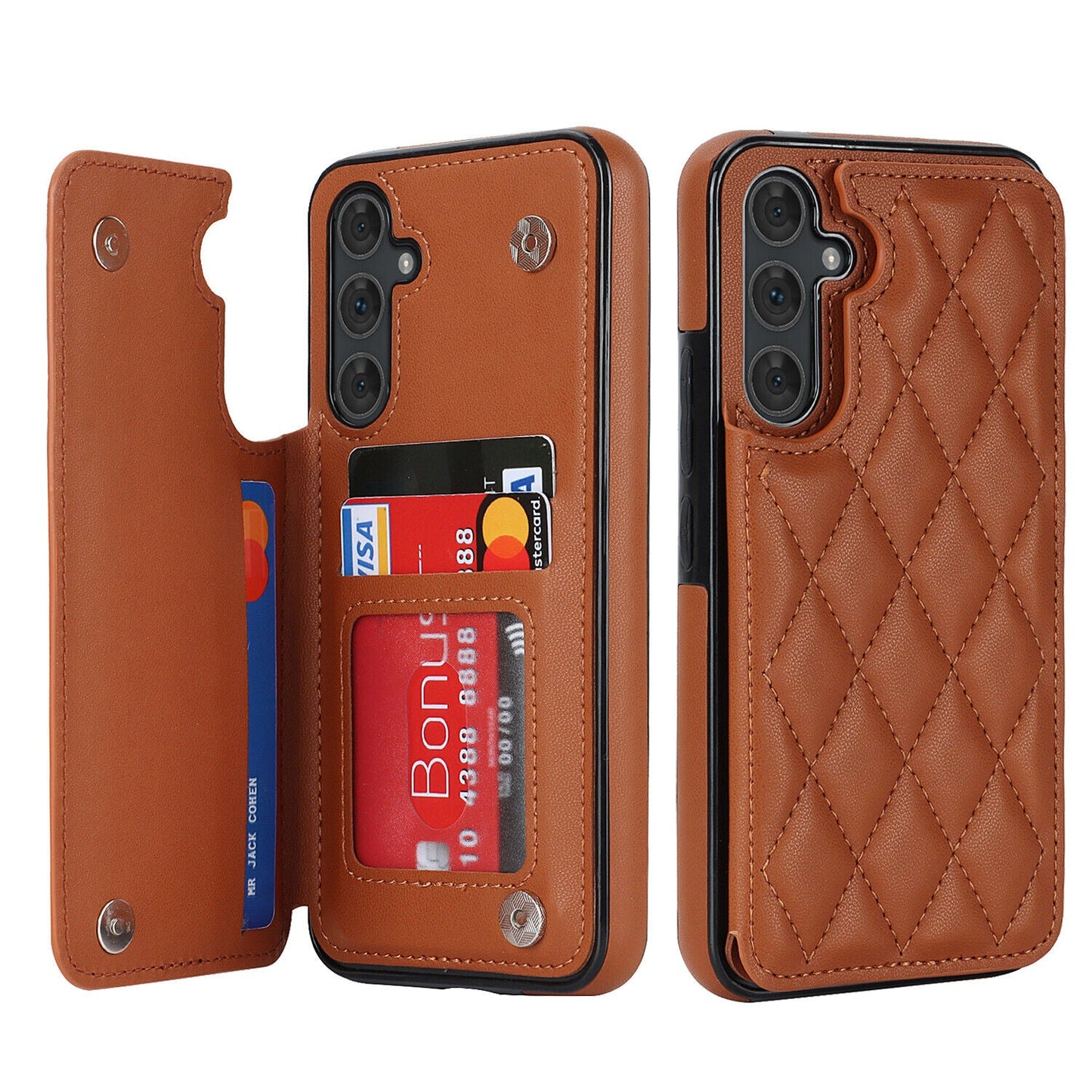 New RFID Blocking PU Leather Card Holder Phone Case for Samsung Galaxy A
