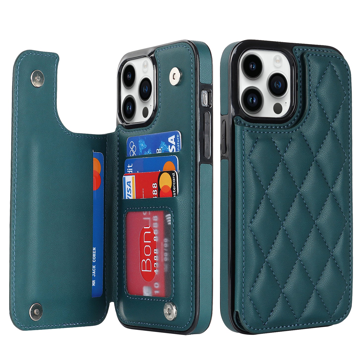 New RFID Blocking PU Leather Card Holder Phone Case for iPhone