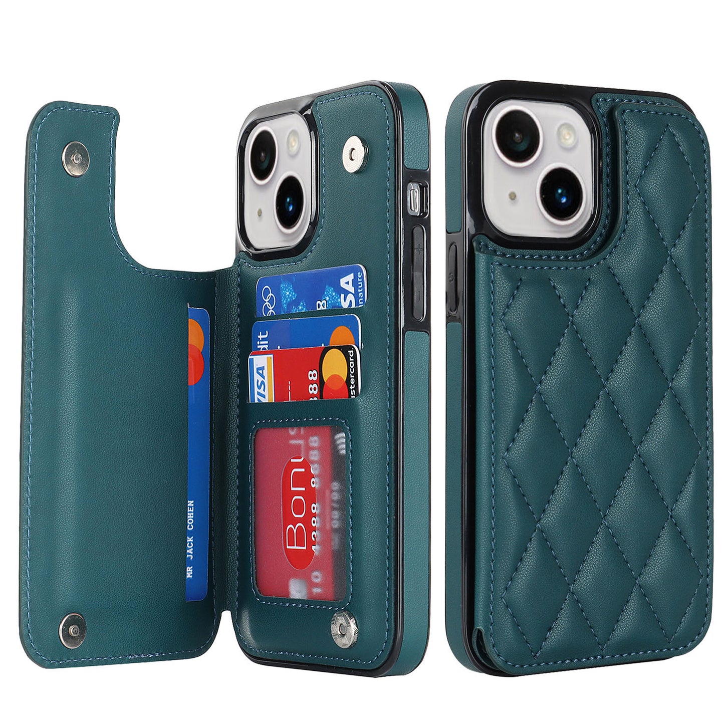 New RFID Blocking PU Leather Card Holder Phone Case for iPhone
