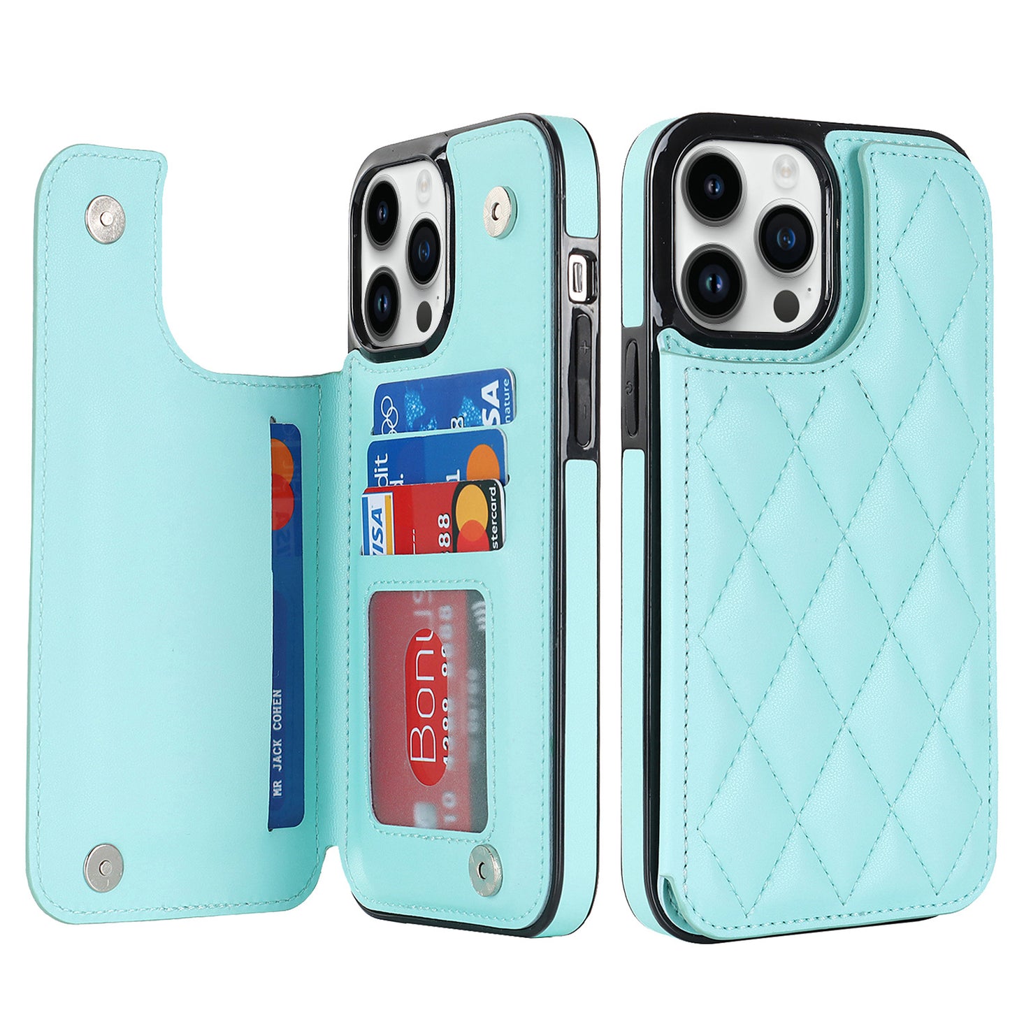 New RFID Blocking PU Leather Card Holder Phone Case for iPhone