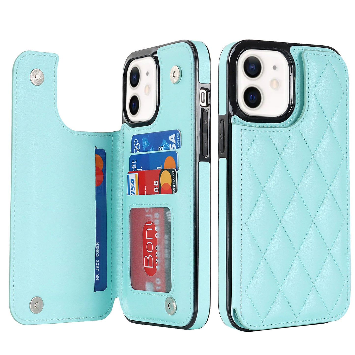 New RFID Blocking PU Leather Card Holder Phone Case for iPhone