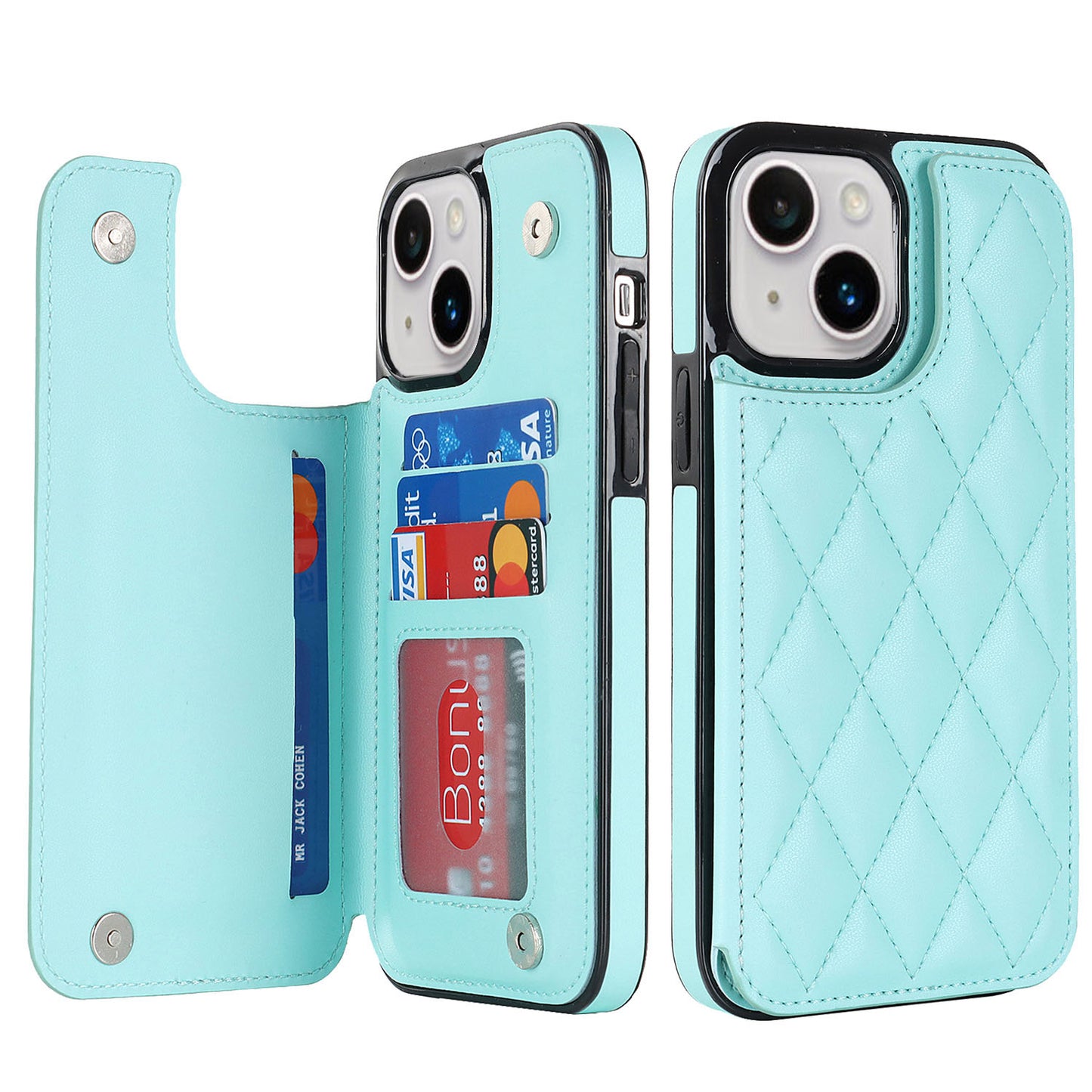New RFID Blocking PU Leather Card Holder Phone Case for iPhone