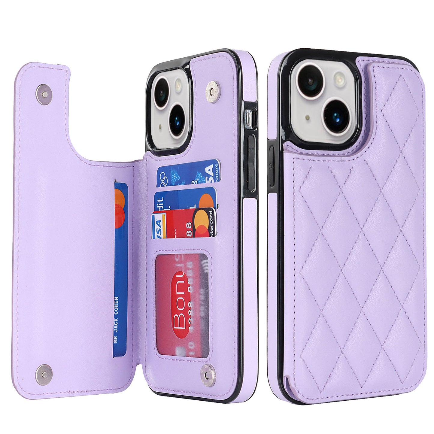 New RFID Blocking PU Leather Card Holder Phone Case for iPhone