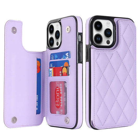 New RFID Blocking PU Leather Card Holder Phone Case for iPhone