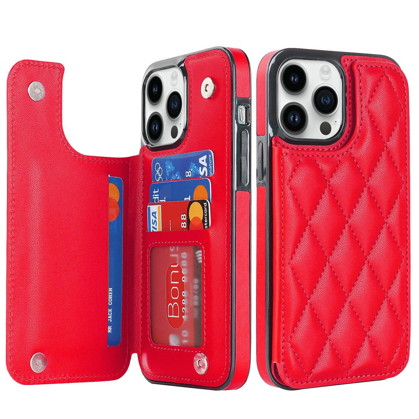 New RFID Blocking PU Leather Card Holder Phone Case for iPhone