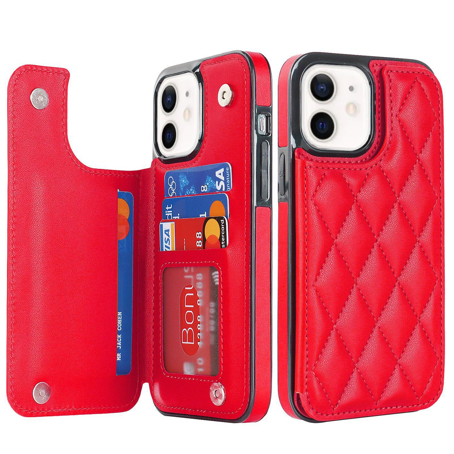 New RFID Blocking PU Leather Card Holder Phone Case for iPhone