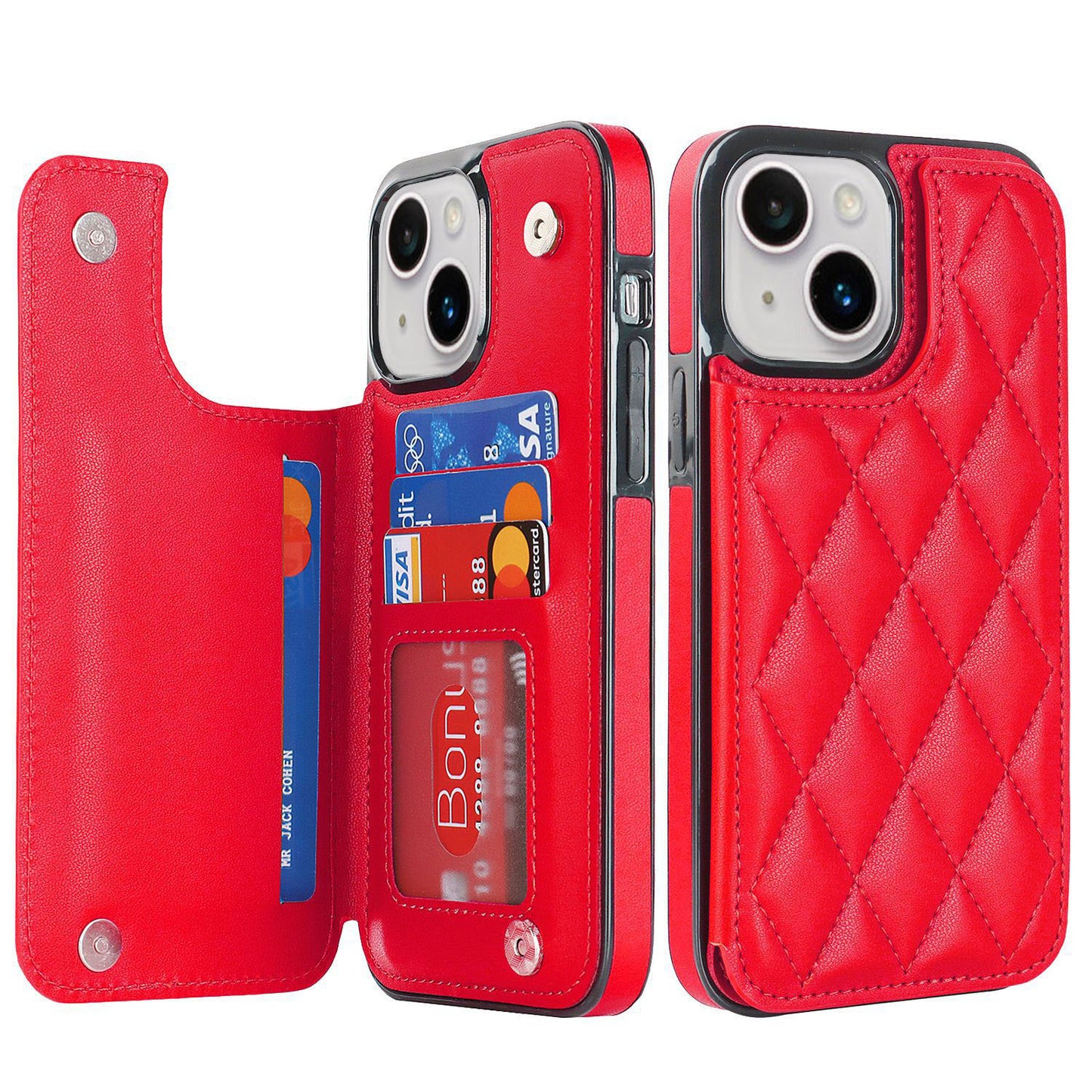 New RFID Blocking PU Leather Card Holder Phone Case for iPhone