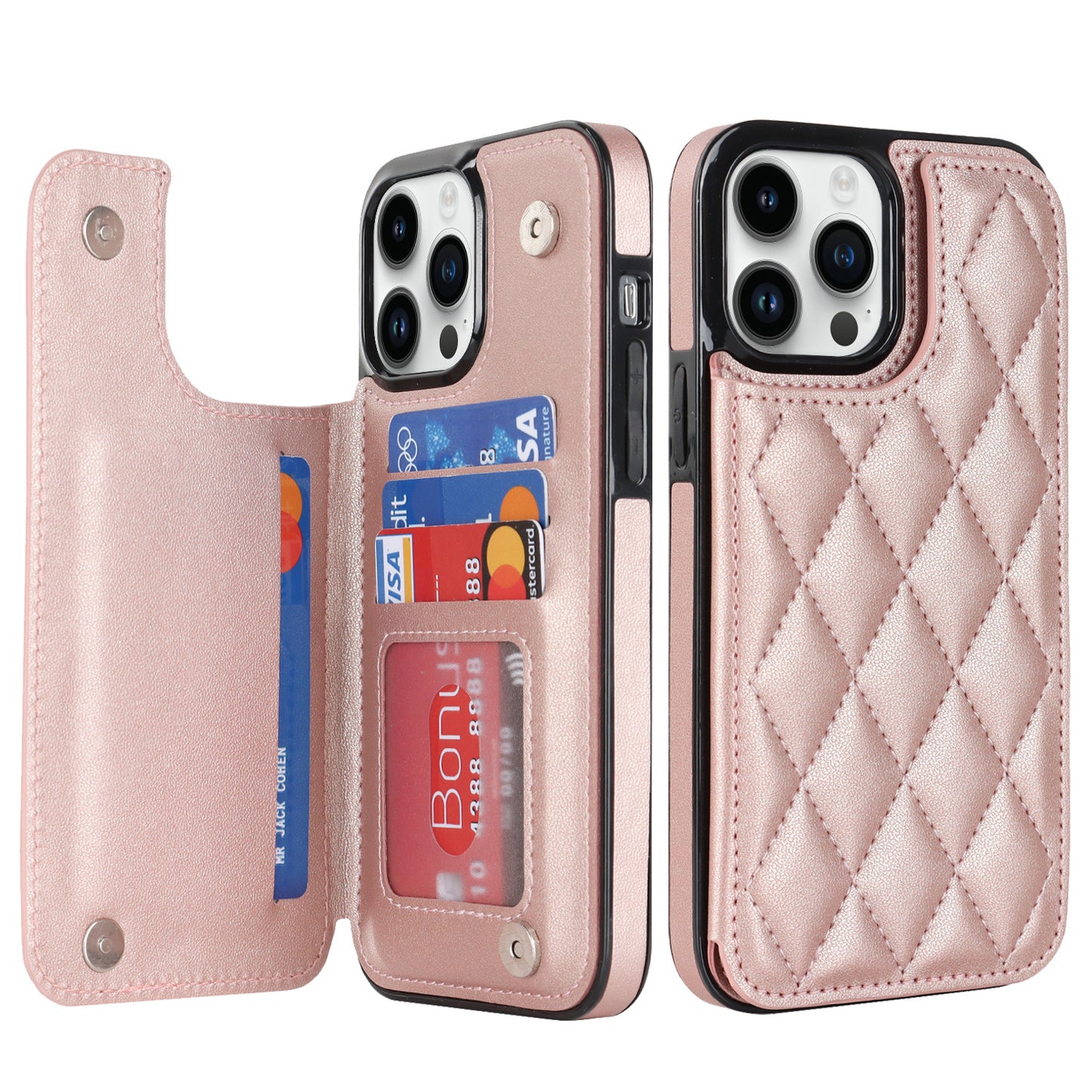New RFID Blocking PU Leather Card Holder Phone Case for iPhone