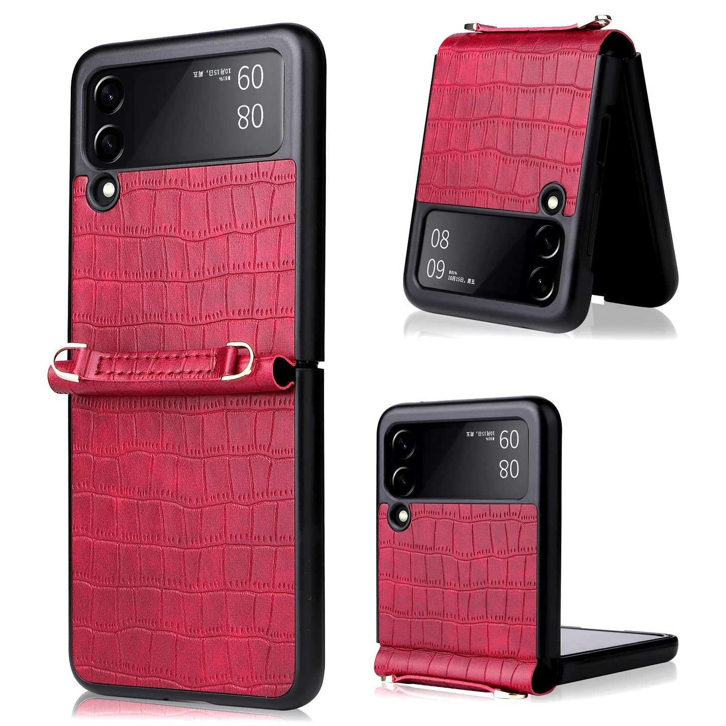 New Pu Leather hand Strap Anti-fall Case for Samsung Galaxy Z Flip 3/Z flip 4