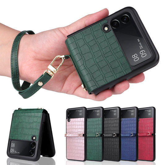 New Pu Leather hand Strap Anti-fall Case for Samsung Galaxy Z Flip 3/Z flip 4
