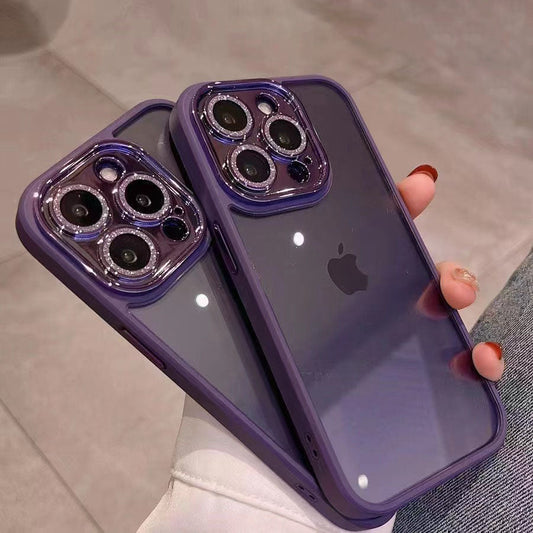 New Soft Edge Phone Case with Glitter Lens Protector for iPhone 14/13/12/Pro/Pro Max