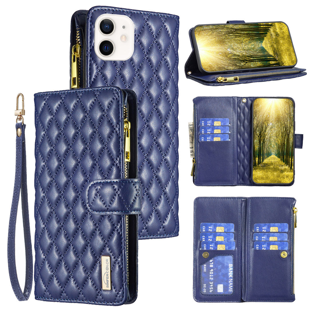 New Zip Wallet Leather Phone Case with Lanyard for iPhone