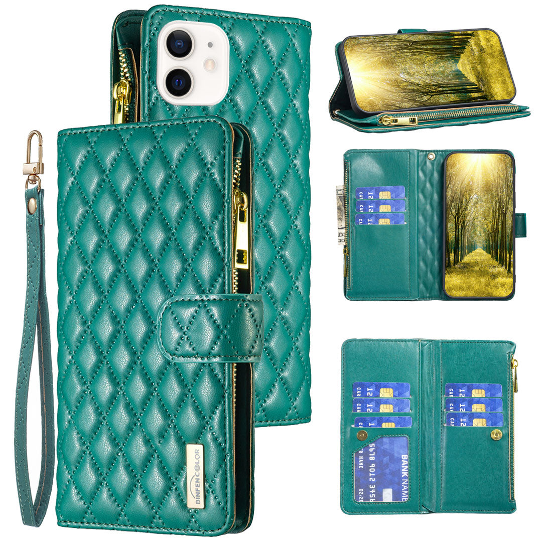 New Zip Wallet Leather Phone Case with Lanyard for iPhone
