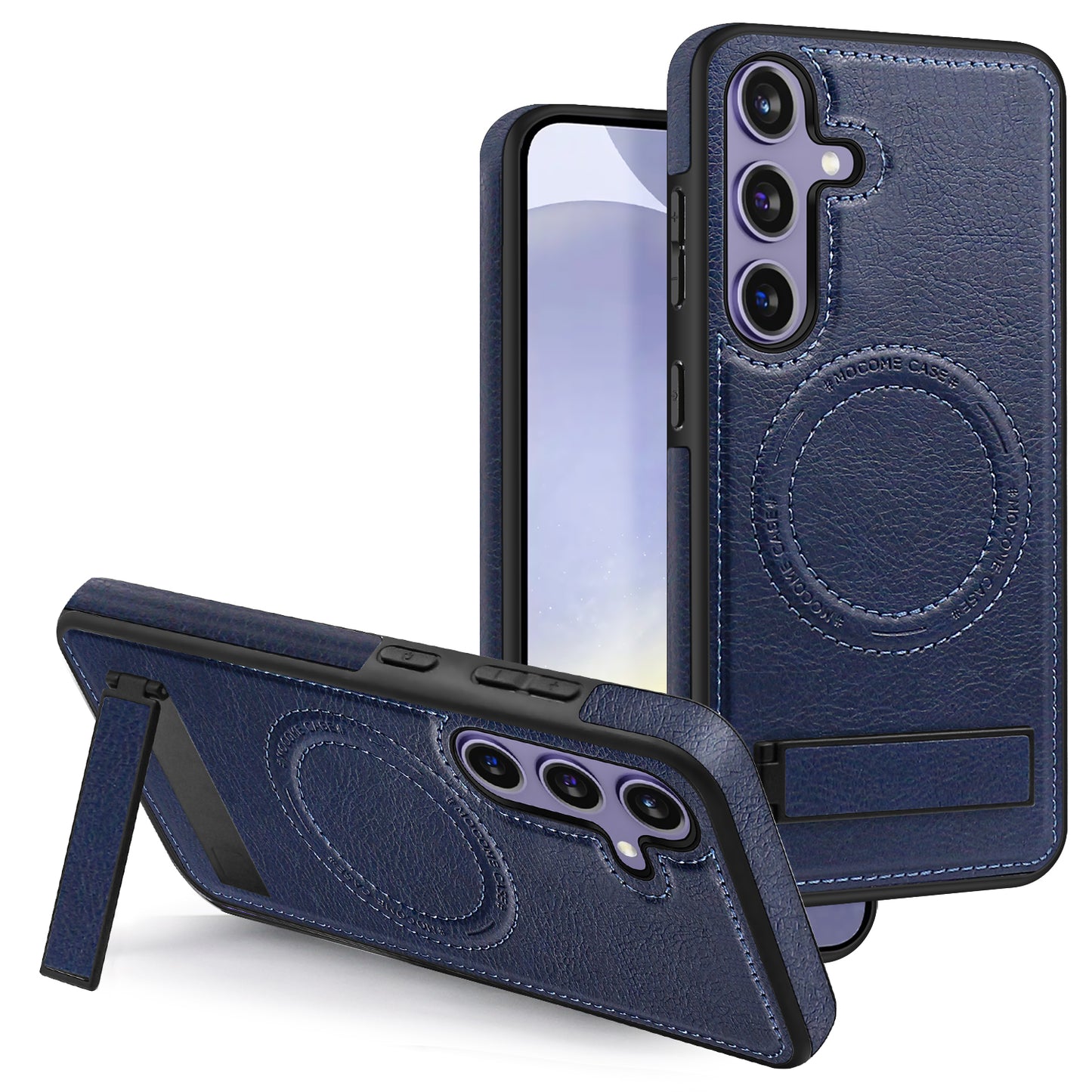 New Hidden Stand Magnetic Wireless Charging Leather Phone Case for Samsung
