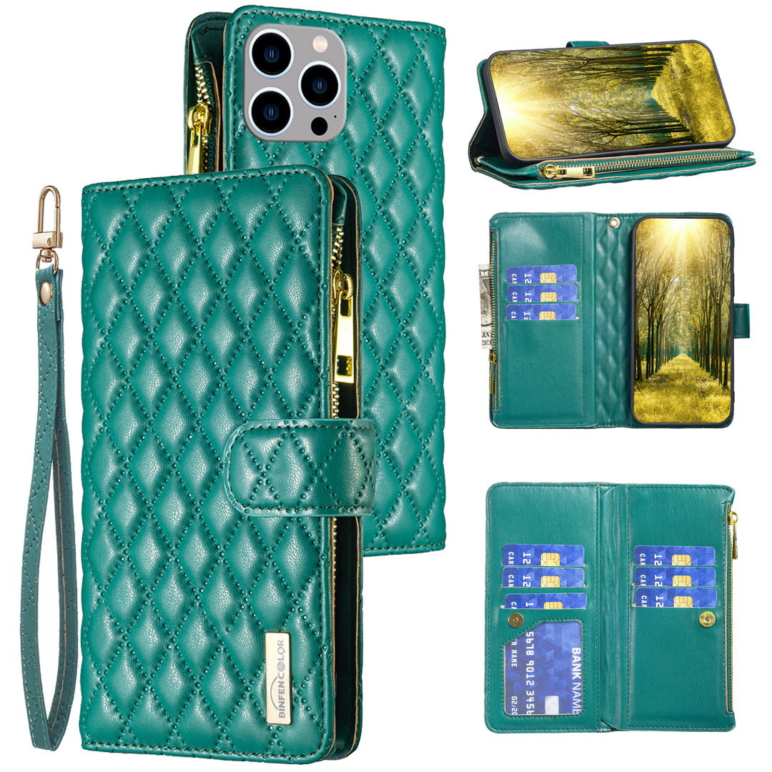 New Zip Wallet Leather Phone Case with Lanyard for iPhone