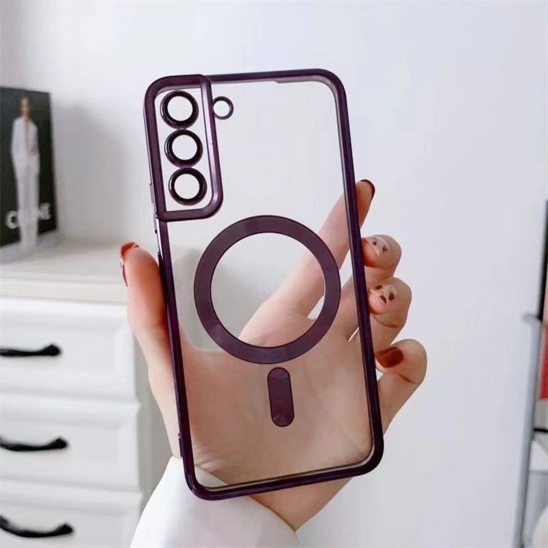 New Electroplating Magnetic Wireless Charge Phone Case with Lens Protector for Samsung