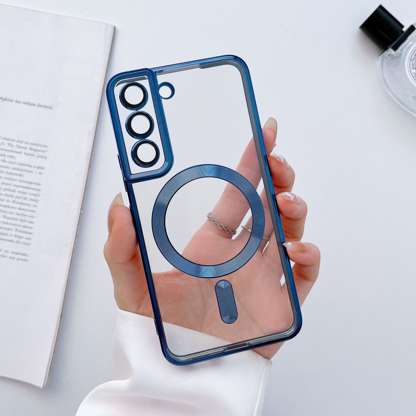 New Electroplating Magnetic Wireless Charge Phone Case with Lens Protector for Samsung