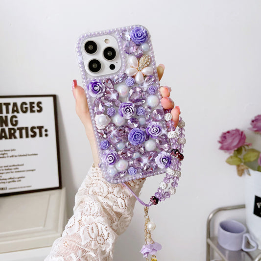 New Bling Rhinestone Pearl Bracelet Phone Case for iPhone 16 Pro Max