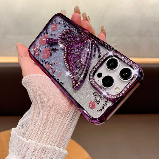 New Bling Glitter Quicksand Butterfly Phone Case for iPhone 16 Pro Max